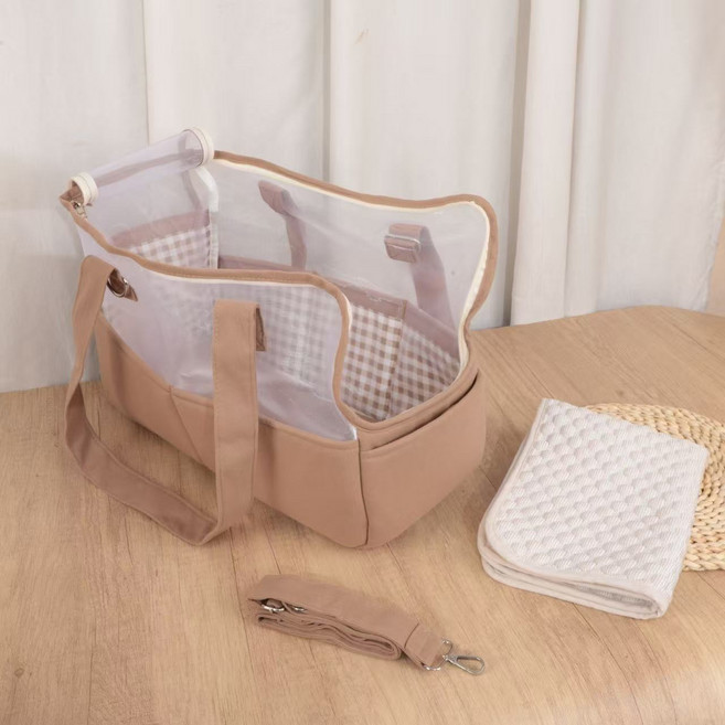 앨리펫 반려동물 이동가방 강아지 고양이 슬링백 아이보리 1개, 망사브라운