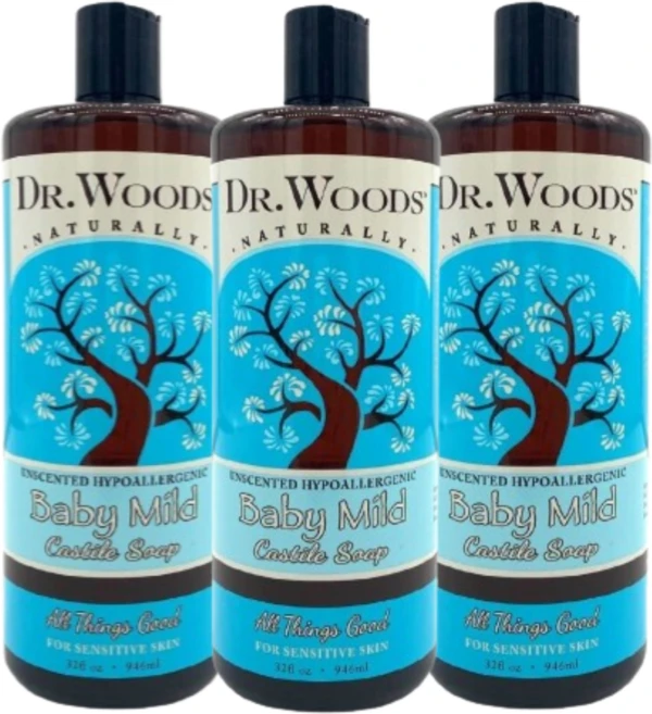 [Dr. Woods] 베이비 마일드 캐스틸 솝 위드 페어 트레이드 시어 버터 무향 하이포알러제닉 946 ml 3 SET, 3개 - 쿠팡