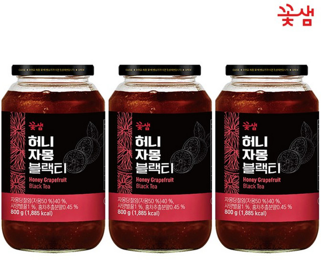 꽃샘 허니 자몽블랙티, 3개, 800g, 1개입