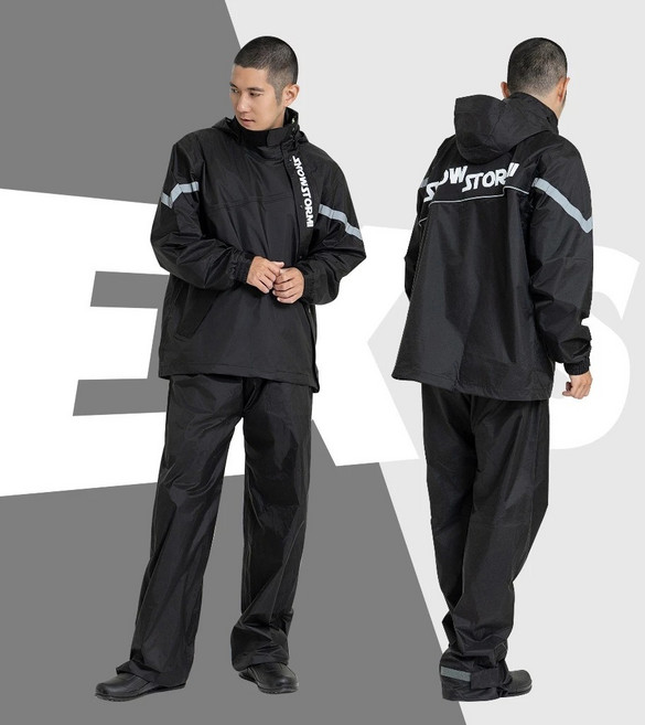 SNOWSTORMI EX-S 兩件式機車雨衣, 黑/黑,3XL