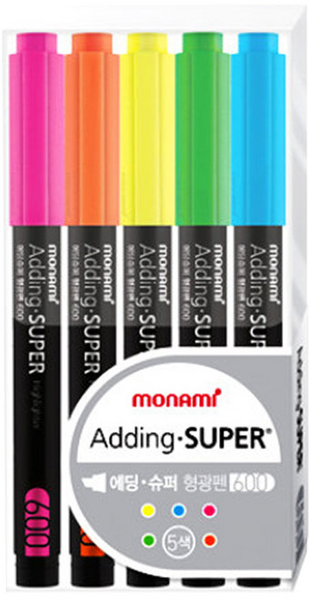 에딩슈퍼 형광펜 600 5색 세트 모나미, 단품, 1개