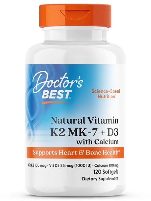 닥터스베스트 내추럴 비타민 K2 MK-7 100mcg + D3 25mcg 칼슘 100mg 함유 소프트젤, 1개, 120정 - 쿠팡
