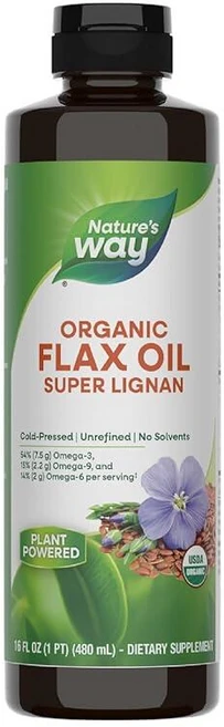 Nature's Way 유기농 아마 오일 슈퍼 리그난 에브리데이 오메가-3 필수 지방산 473.2ml(16온스), 16 Fl Oz (1팩), 1개, 480ml - 쿠팡