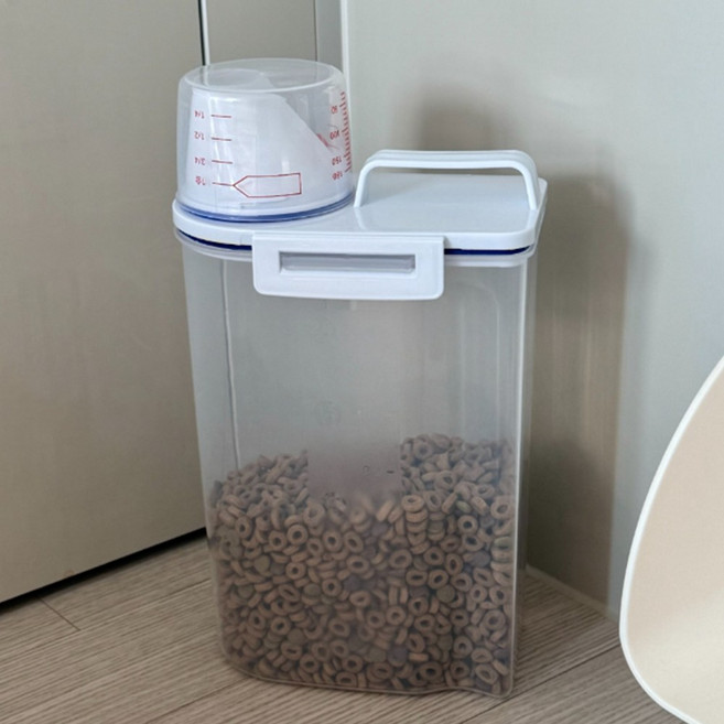 반려견 건식 먹이통 단품 2.5L 깔때기형 급식기옆 산화방지 밀폐형 애묘 저장고, 1개