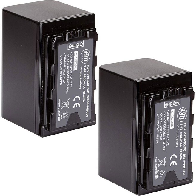 BM Premium 2 Pack of VW-VBD58 Batteries for Panasonic AG-VBR59 BGH1 HC-X1 HC-X1500 HC-X2000 AG-