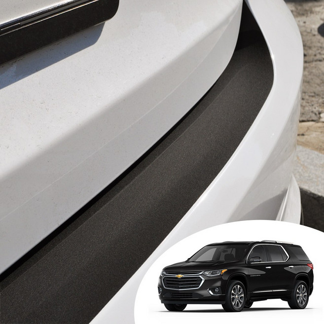 트래버스 전용 트렁크 범퍼 프로텍터 포인트 컬러 데칼 스티커 기스 방지 몰딩 필름 시트지, 범퍼 스티커, 유광 블랙