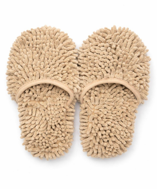 청소슬리퍼 폭신한바닥 층간소음방지 셔닐원단 물기흡수실내화 반려동물 털 머리카락 정리되는 거실화, 브라운, 1개