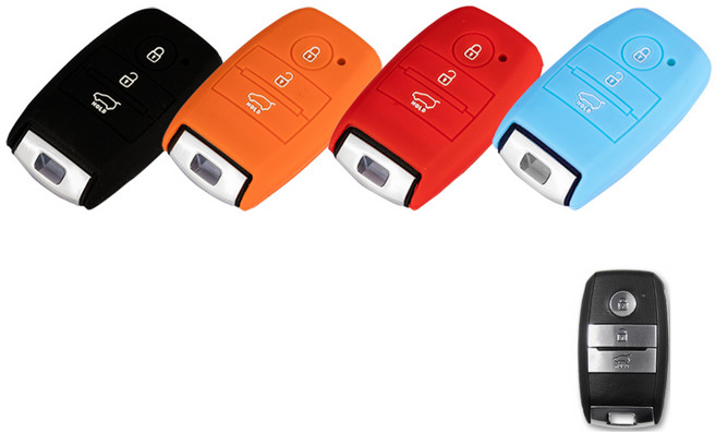 1+1 기아 올뉴모닝 K3 호환 3버튼 스마트키 실리콘 케이스 VA-S14, 레드, 레드