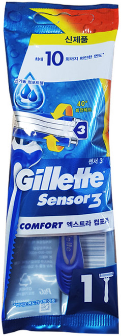 질레트 센서3 일회용면도기 1입 개별포장, 1개입, 12개