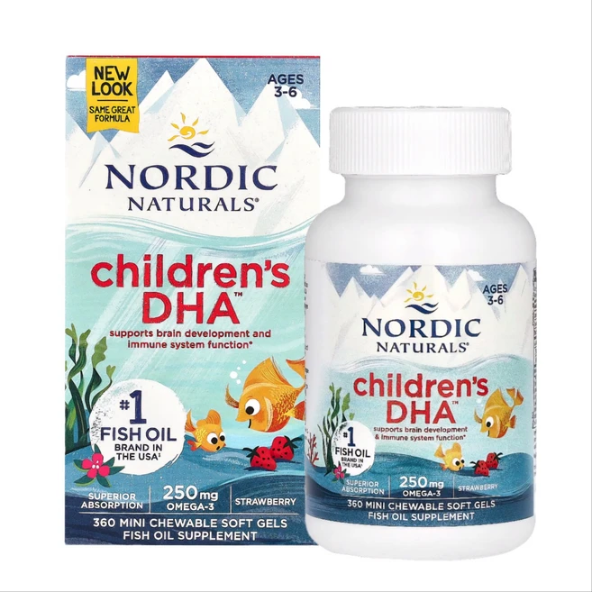 Nordic Naturals Childrens DHA 노르딕네츄럴스 오메가3 EPA 비타민 D A 함유 딸기맛 구미 360정, 1개 - 쿠팡