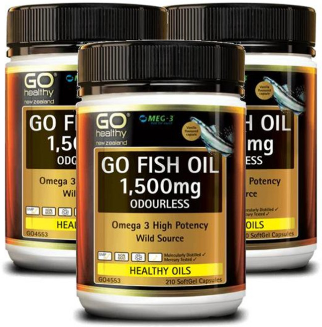 뉴질랜드 고헬씨 Go Healthy Fish Oil 피쉬오일 1500mg 무향 캡슐, 3개, 210정