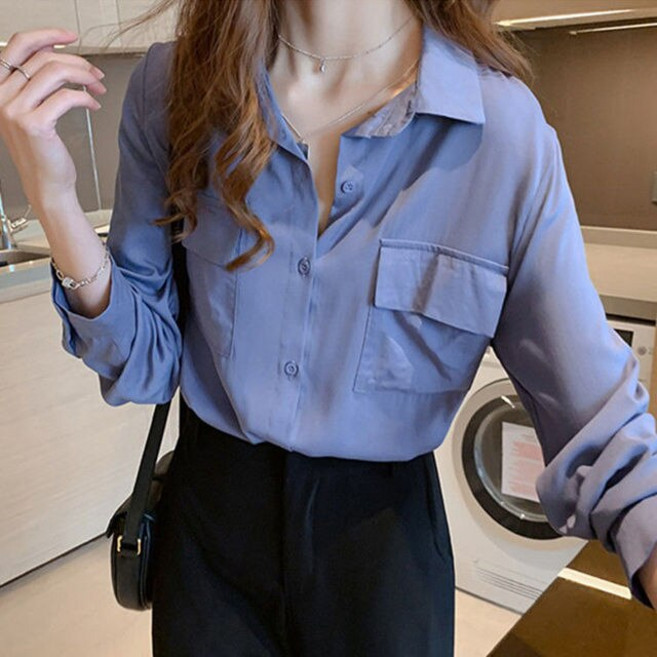 여성셔츠블라우스빈티지 탑 화이트 셔츠 여자 긴 소매 Blusas Chemise Femme 한국어 패션 미적 Collared