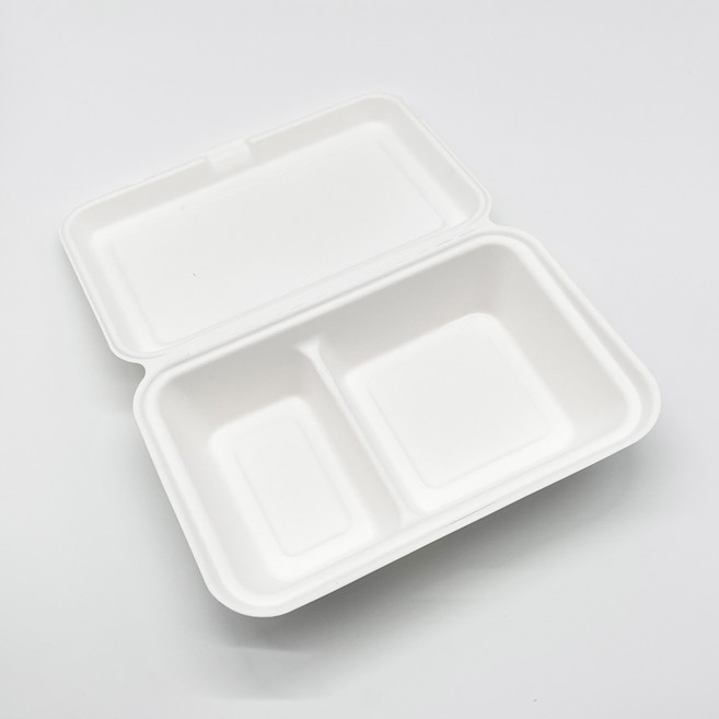 펄프 도시락 B-002호(2구) 흰색 용기 250개입