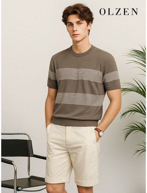 올젠 멀티 스트라이프 반팔 니트 ZOD2ER1311