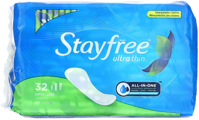 Stayfree 울트라 씬 슈퍼 롱 패드 32개입, 오버나이트/슈퍼플러스, 1개