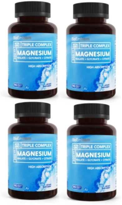 바이오엠들렘 트리플 마그네슘 콤플렉스 300mg 글리시네이트 말레이트 시트레이트 캡슐 BioEmblem Triple Magnesium Complex, 4개 - 쿠팡