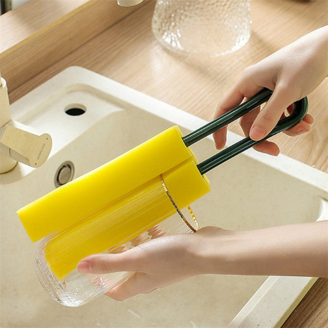 두루픽 집게형 스펀지 청소솔 물병 컵 세척솔 싱크대 수세미 텀블러세척솔