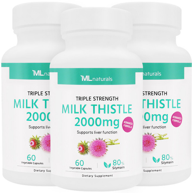 [미국번개배송] 착한명품 마이라이프 내추럴스 고함량 밀크시슬 2000mg 60정 3병, 3개