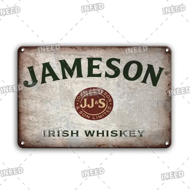 JIM BEAM 레트로 빈티지 위스키 금속 사인 장식 양철 바 펍 클럽 맨 동굴 홈 오피스용 완벽한, 16x12inch40x30cm, 07 18, 1개