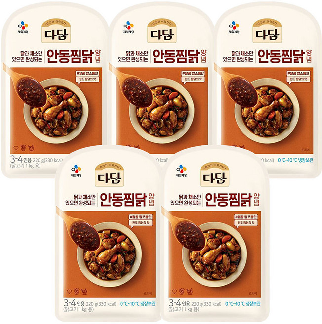 CJ 다담 안동찜닭 양념, 220g, 5개