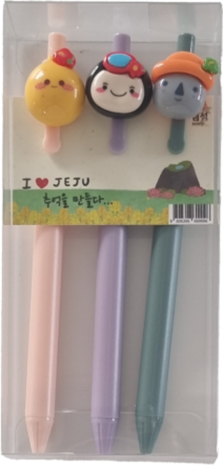 제주갬성 애니 캐릭터 볼펜 3p 세트, 제주갬성캐릭터 3p