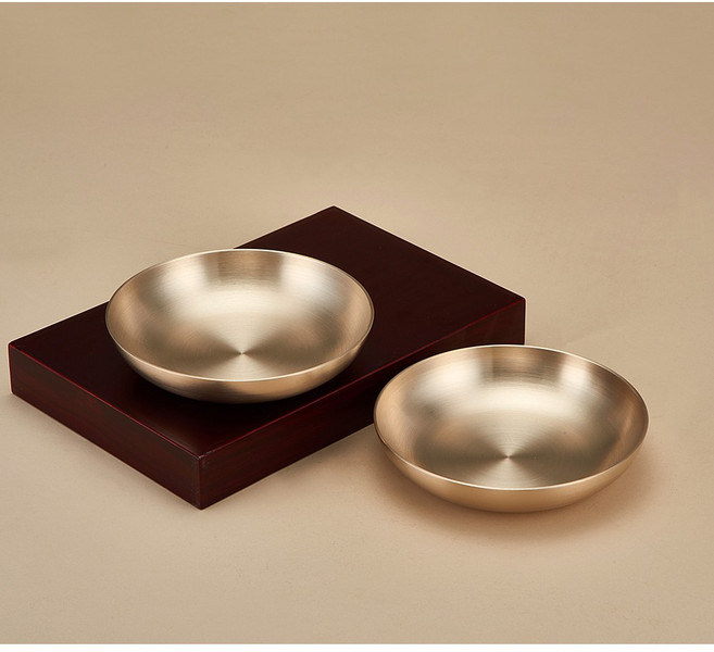 놋반 방짜유기 반찬그릇 원형 찬기 중 2개, 유기, 1세트