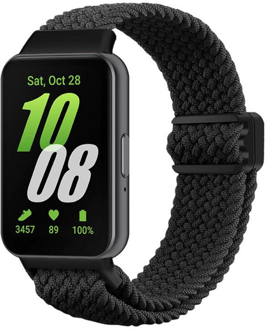 xDfind 갤럭시 핏 3 자석 버클 나일론 꼬임 시계 밴드, 1개, 검정