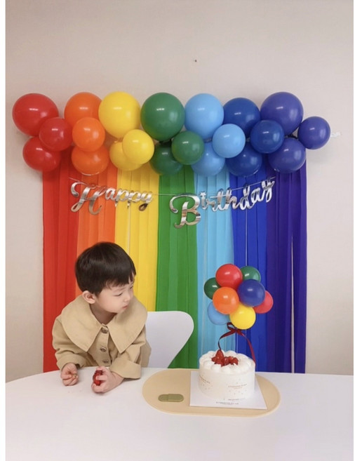 무지개 스트리머 생일파티 풍선가랜드 패키지 키트, 1세트