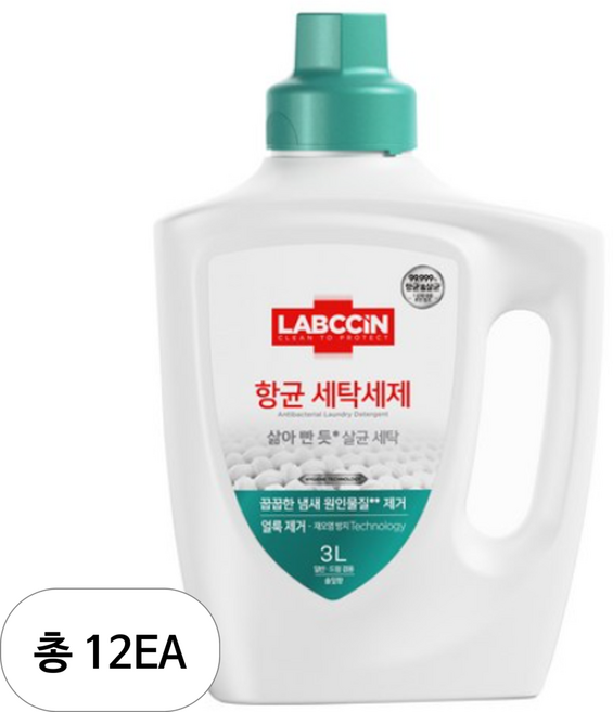랩신 항균 솔잎향 액상세제 본품, 3L, 12개