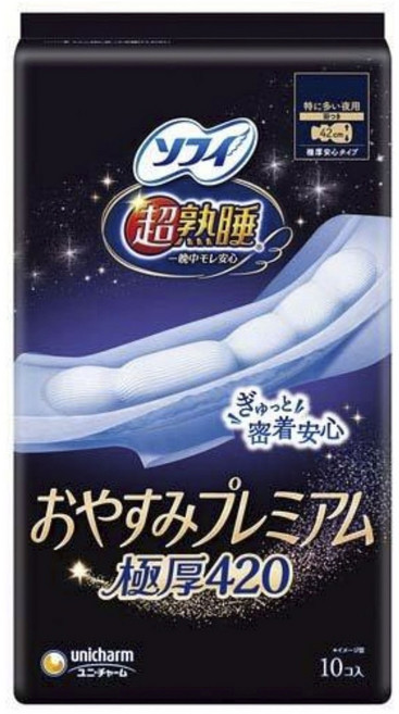 SOFY 蘇菲 超熟睡優質加厚夜用衛生棉, 42cm, 10片, 1包
