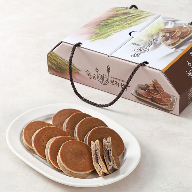 [선물세트][황금보리] 찰보리빵 2가지 맛 40개입 (기본+흑미), 25g, 40개