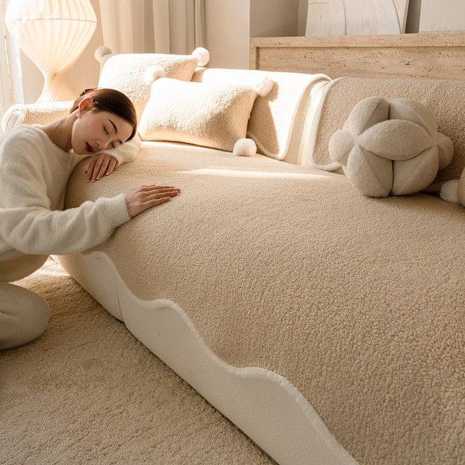 FEIFAN 미끄럼방지 모던 보들보들 겨울 극세사 소파패드 4인용