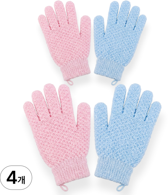 디뷰 부드러운 저자극 샤워 장갑, 2개입, 2세트, 블루+핑크