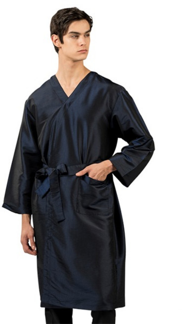 [로이스] 롱슬리브 N/P 가운 SG101 FREE 사이즈 남성용 손님가운 스파 호텔 마사지샵 미용실 피부관리실, 1개, 네이비