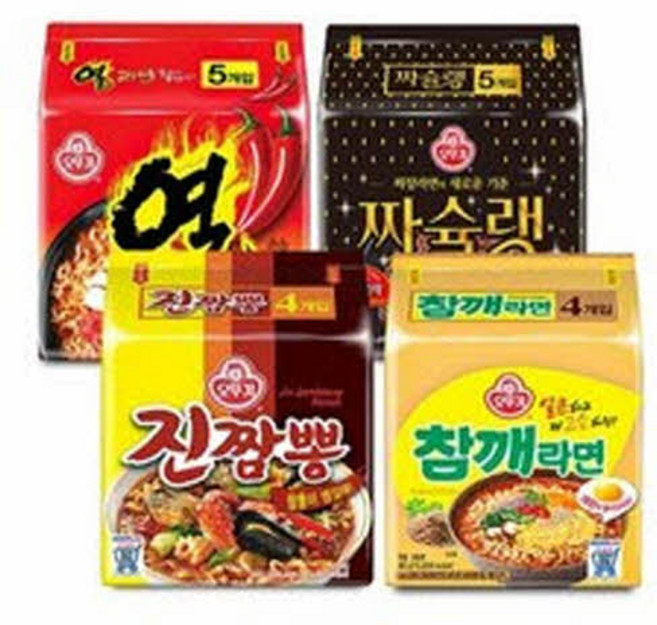외갓집 [오뚜기] 열라면(5개) + 짜슐랭(5개) 진짬뽕(4개) 참깨라면(4개) (총18개/봉지면/실온보관), 1세트