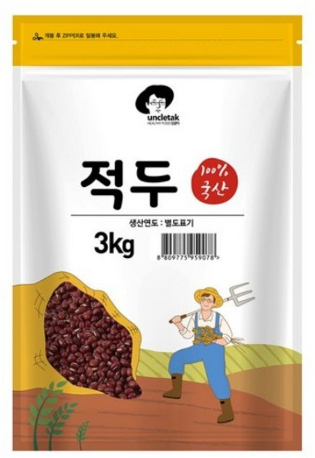 엉클탁 국산 적두 팥, 3kg, 3개