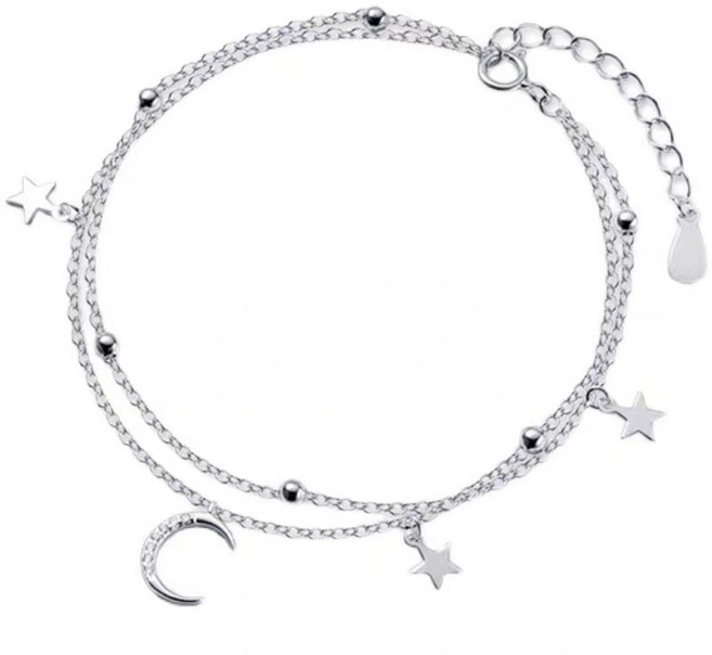 NXNA S925 심플 미니멀 럭셔리 트렌디한 더블스타 월팔찌 여 LT-SL048 발암물질을 함유하지 않다