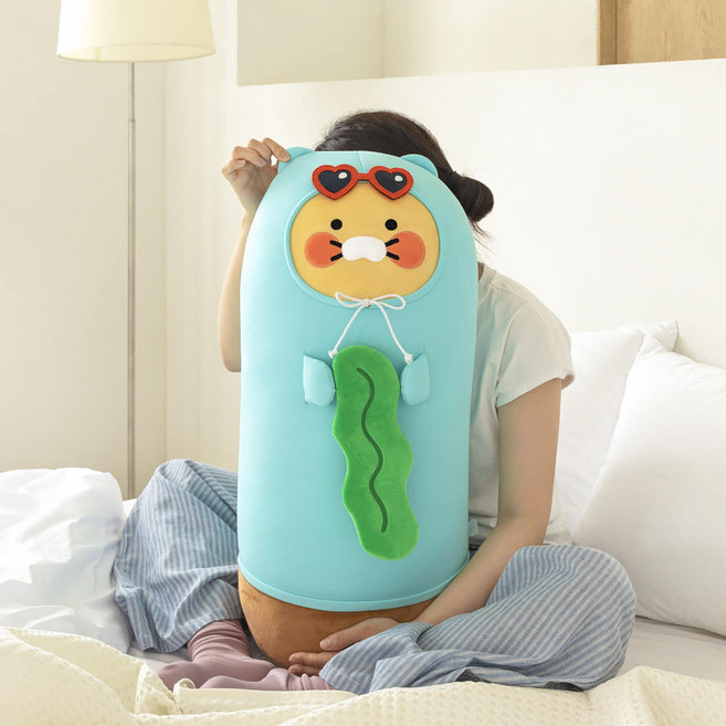 [춘식이 쿨링 롱 바디 필로우]바디필로우 여름쿠션 등받이쿠션 좌식쇼파 의자등받이 허리쿠션 등쿠션 냉감미니쿠션 침대헤드보드 의자허리 롱바디필로우인형 냉감바디필로우 쿨링바디필로우, 단일