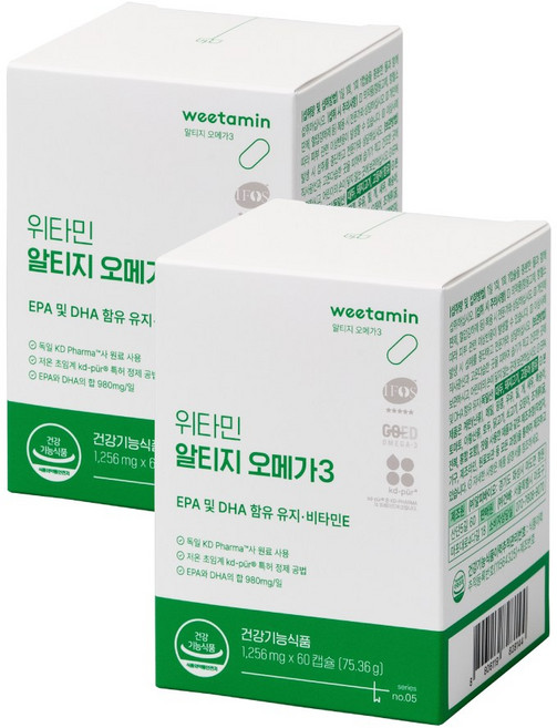 위타민 알티지오메가3 비린내없는 레몬향 초임계 rTG 혈행개선 눈건강, 60정, 2박스
