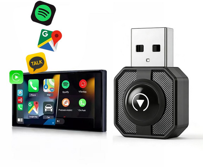 CABULE 차량용 카플레이 안드로이드오토 2in1 블루투스연결 무선 동글이, 블랙, M32