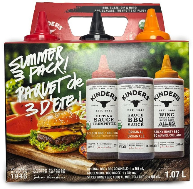킨더의 여름 3팩(황금 바비큐 오리지널 및 끈적끈적한 허니 바비큐 소스), Kinder's Summer 3팩 (골든 BBQ, 오리