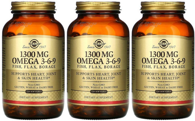 [2+1] Solgar 솔가 오메가3-6-9 1300mg 120정 DHA EPA 도코사헥사엔산 에이코사펜타엔산 아마씨 보라지 리놀렌산 올레산 감마리놀렌산 2개