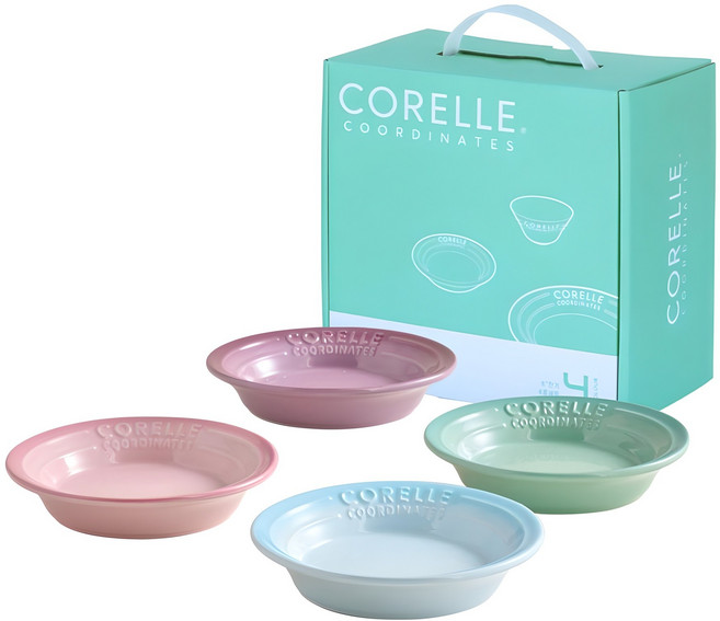 코렐코디네이츠 브리즈스톤 찬기 4종 세트, 블루 + 퍼플 + 그린 + 핑크, 1세트