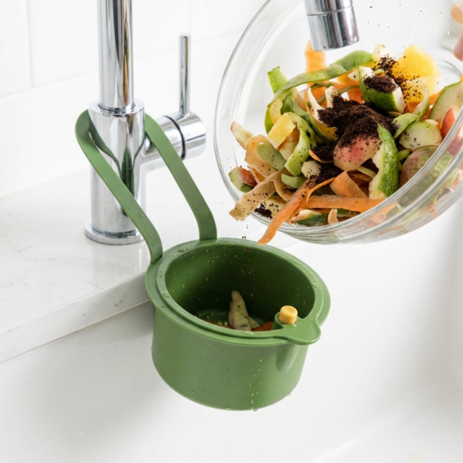 지티시재팬 싱크대 음식물 거름망 배수구 음쓰 거름통, 1개, 그린