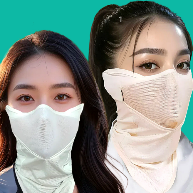 UV99.9% 자외선차단 여성 남성 골프 등산 자전거 스포츠 러닝 마스크 얼굴 햇빛 가리개, 쉴드마스크 화이트(4계절용), A타입(귀가림), 1개