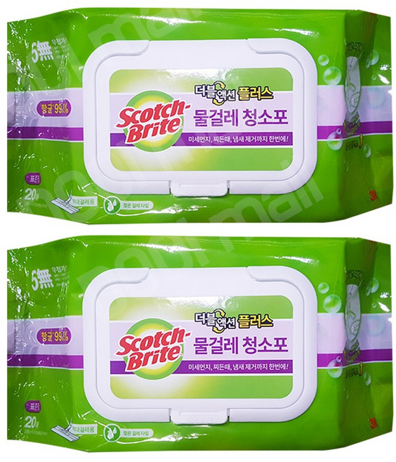 3M 더블액션 물걸레 청소포 표준형(20매) x 2개, 1세트