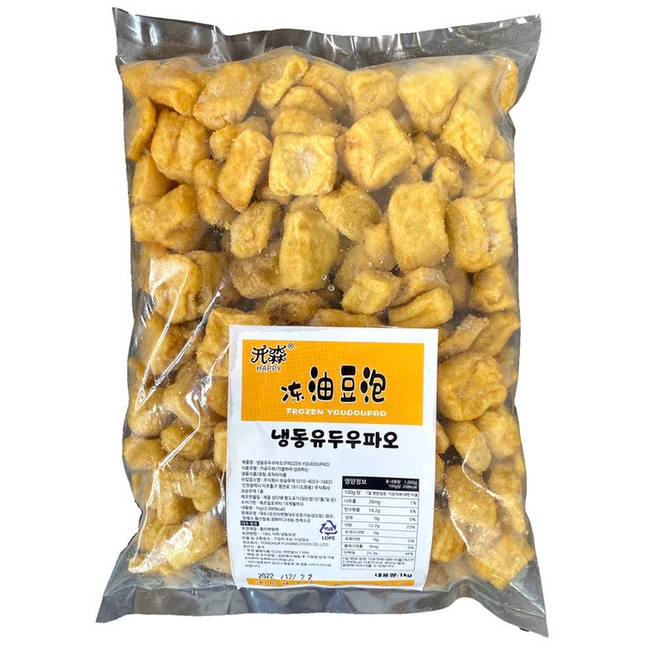 (배터짐) 냉동 튀김두부 두부튀김 마라탕재료 (일요일&당일발송), 1kg, 2개