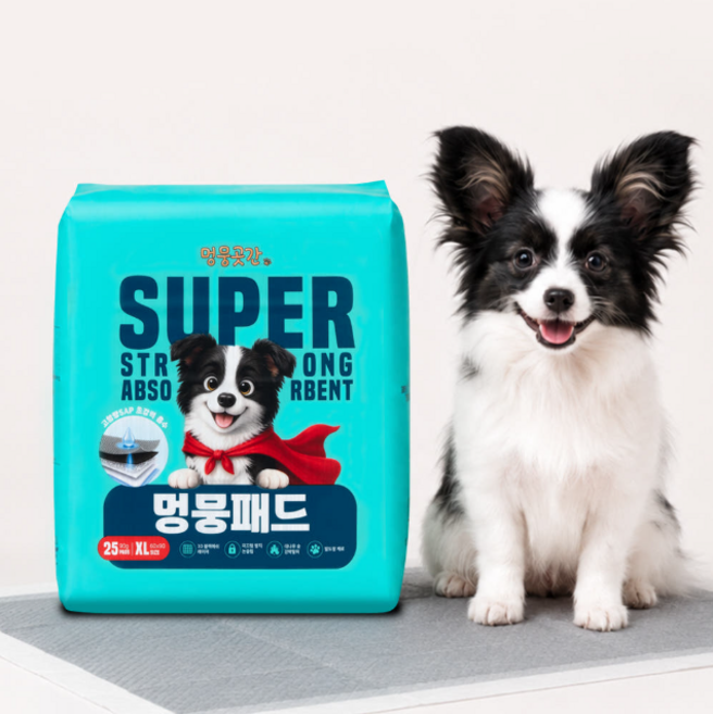 멍뭉패드 3초흡수 강아지 배변패드 SAP 25g 발도장 제로 논슬립, 1개, 25개입