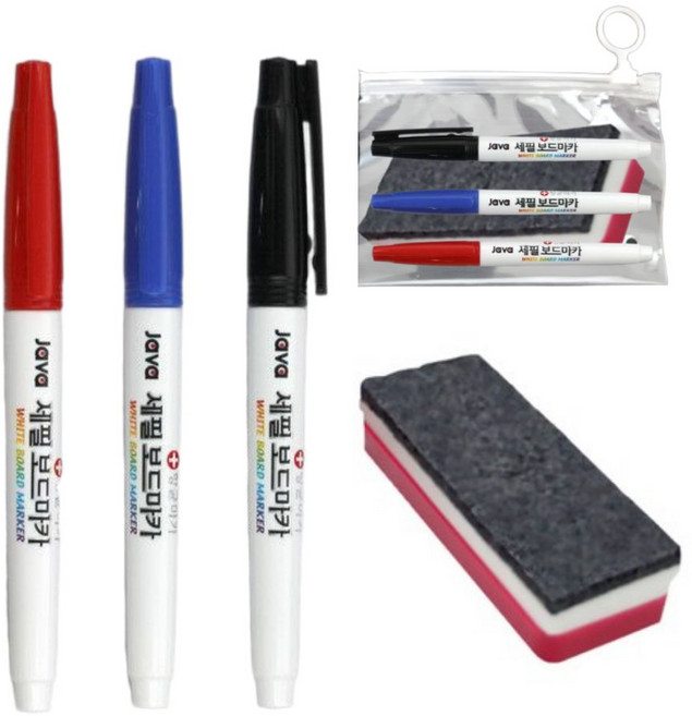 3색 얇은 보드 마카펜 지우개 포함, 1개