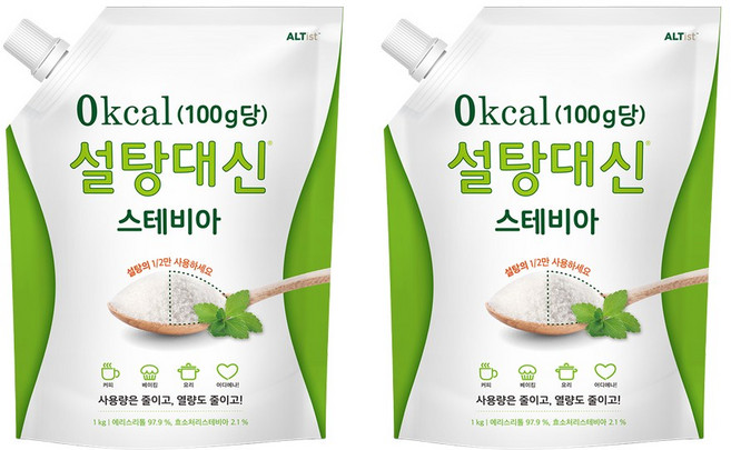 설탕대신 스테비아 대용량 에리스리톨 효소처리 설탕 대체 1kg + 1kg (총 2kg), 2개